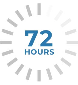 Prepare icon depicts 72 hours of time on a clock